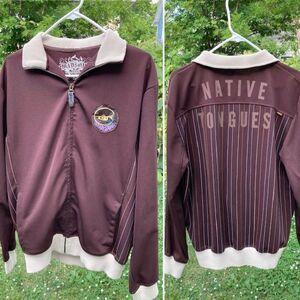 Native Tongues Mad Soul Men’s Full Zip Jacket Brown Retro Styled Size Large